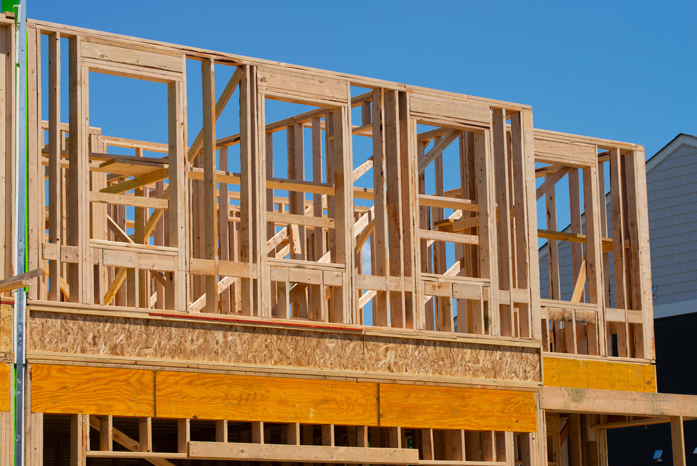 The,frame,of,the,second,floor,of,a,plywood,house